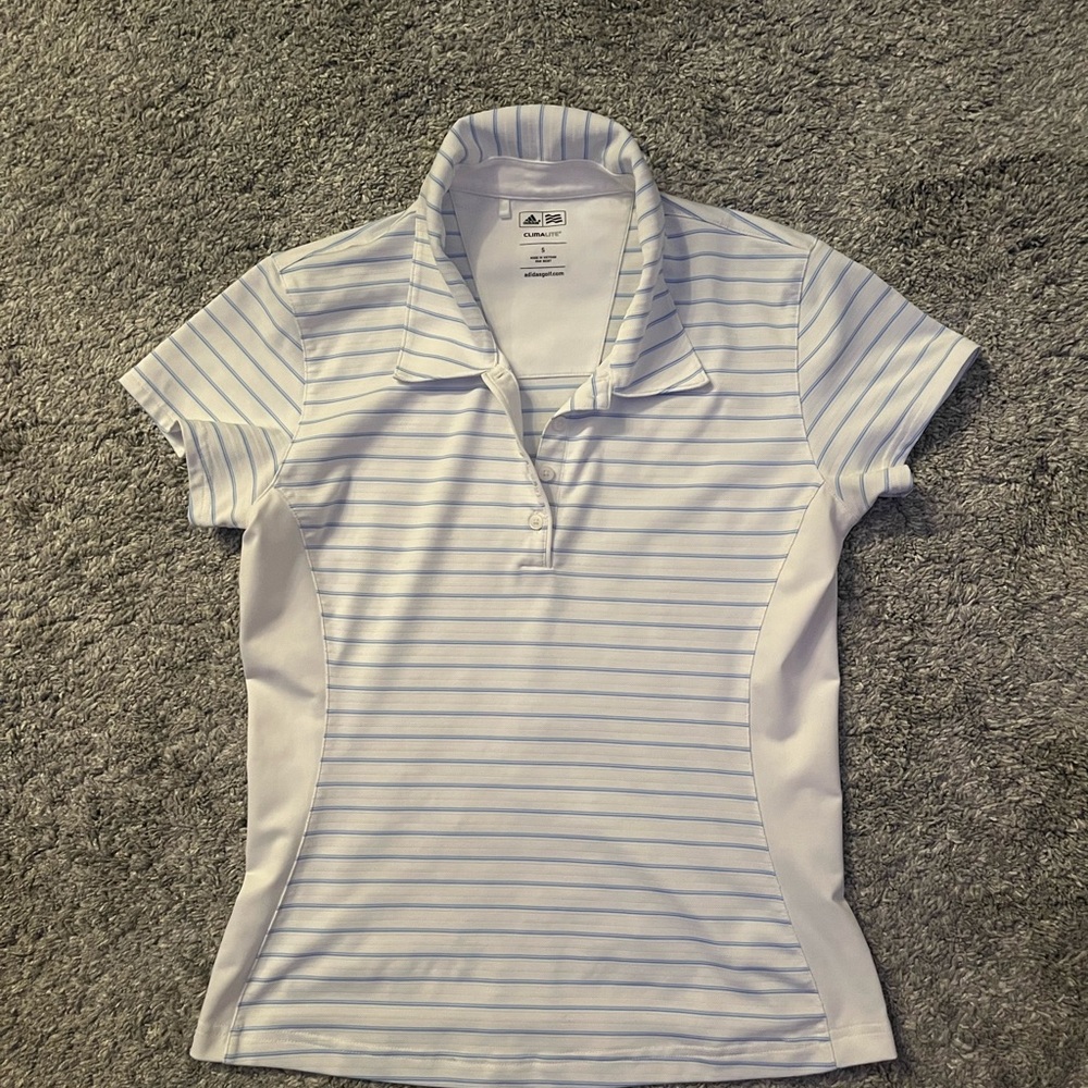 Adidas Climalite White and Blue Polo